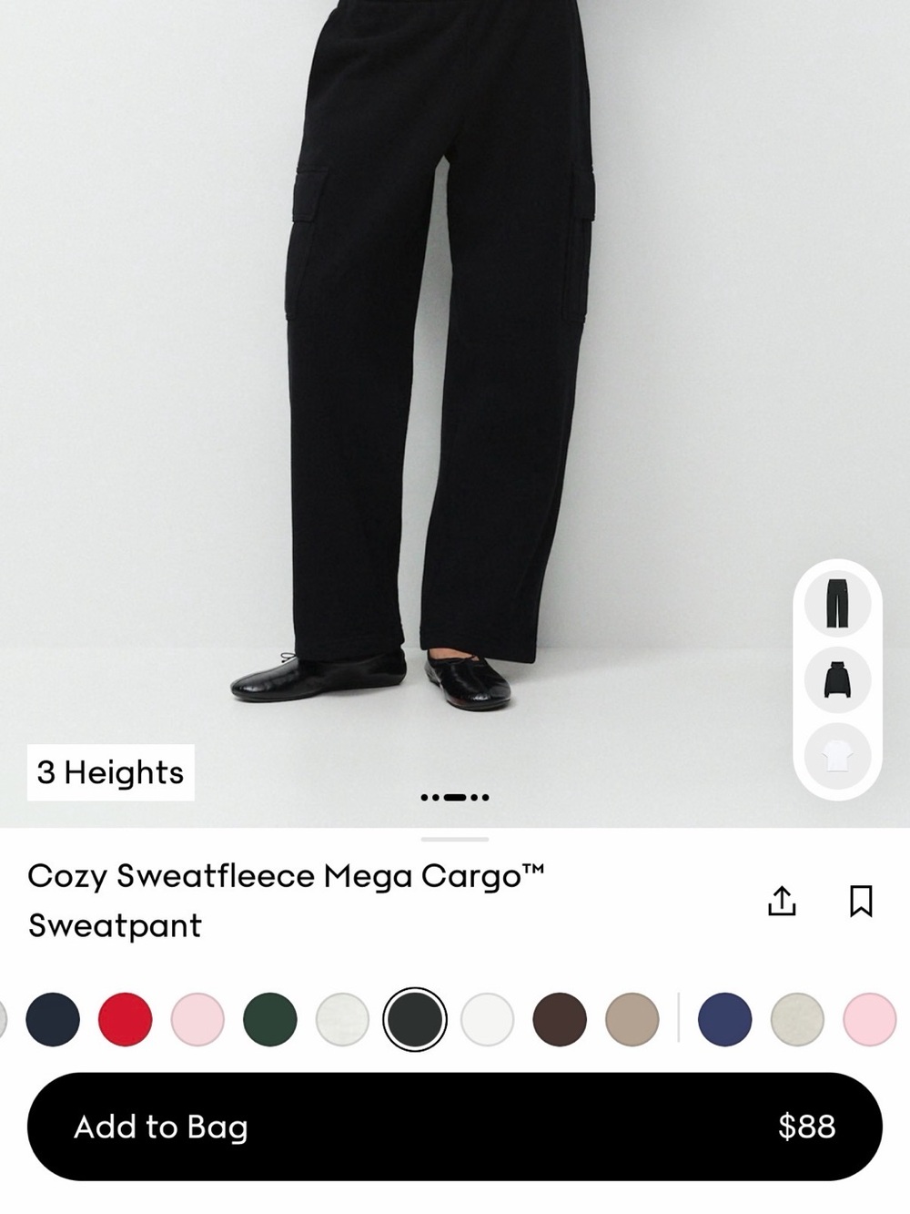 TNA Aritzia Cozy Mega Cargo Sweatpants in Black